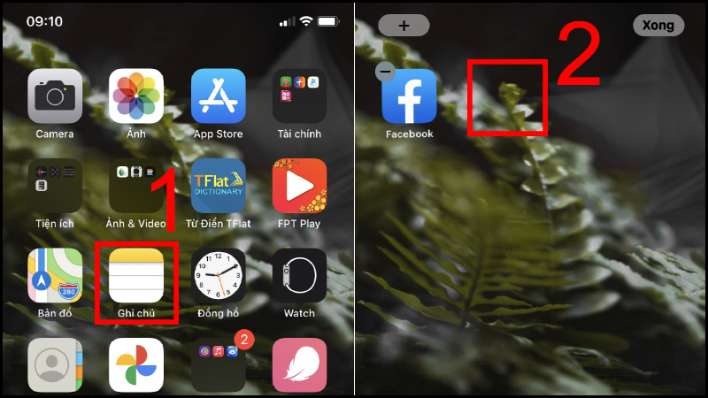 Đầu ti&ecirc;n bạn h&atilde;y nhấn giữ ấn dụng để di chuyển > Di chuyển ứng dụng qua trang bạn muốn ẩn đi.